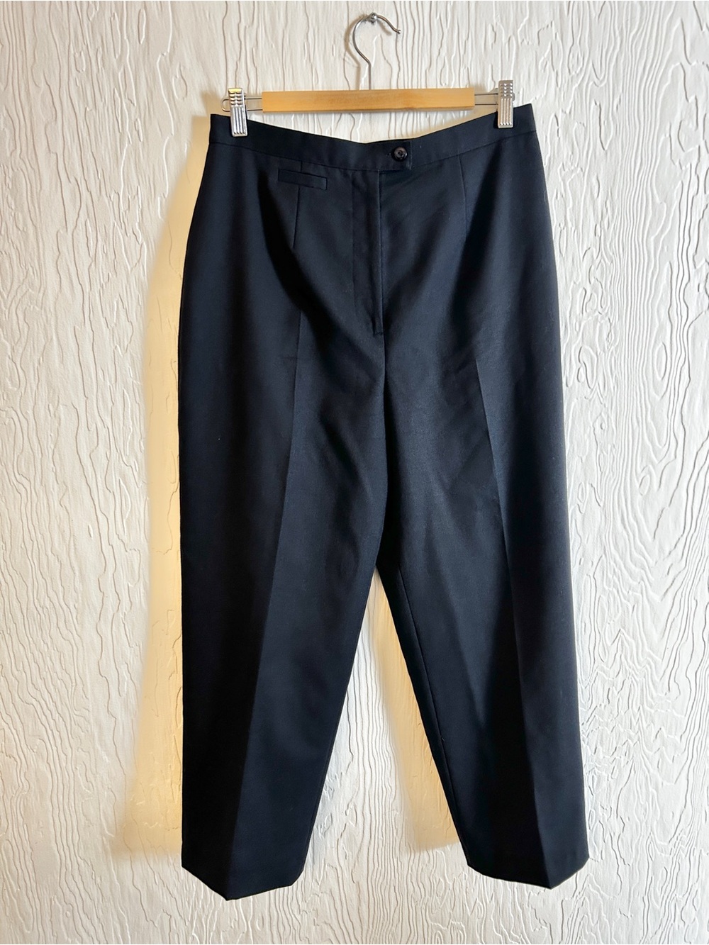Conrad Collection 100% Wool Navy Straight Leg Trouser Pant 8 Classic Minimal